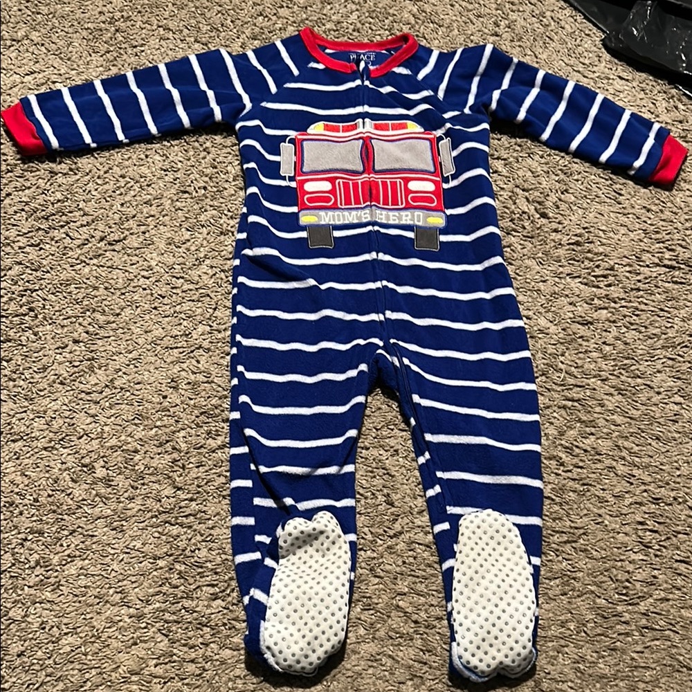 The Children's Place Blue and White Striped Footies